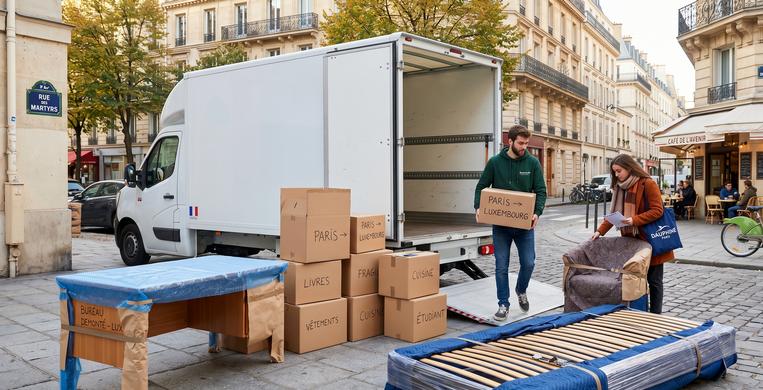 Chargement d’un déménagement étudiant de Paris vers le Luxembourg