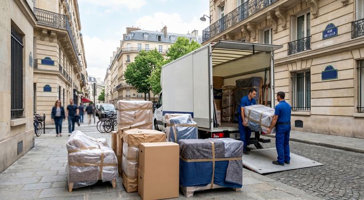 Chargement d’un déménagement de Paris vers Dudelange