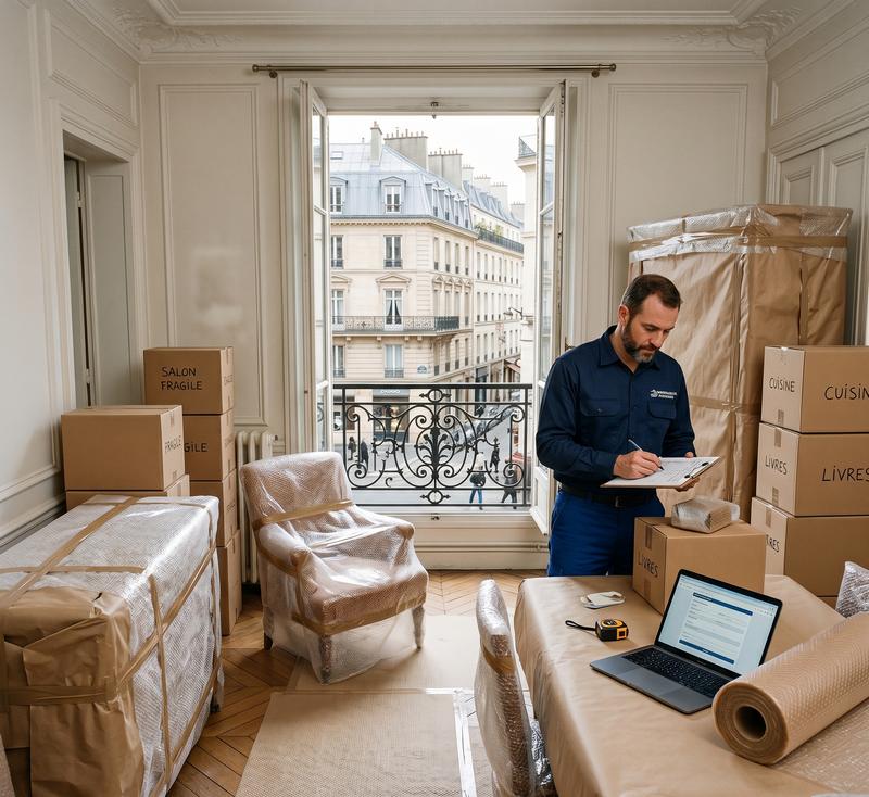 Préparation d’un devis de déménagement à Paris vers le Luxembourg.