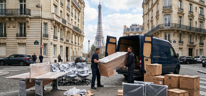 Chargement d’un déménagement d’entreprise à Paris vers le Luxembourg